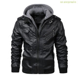 Jaqueta Masculina Com Capuz De Couro