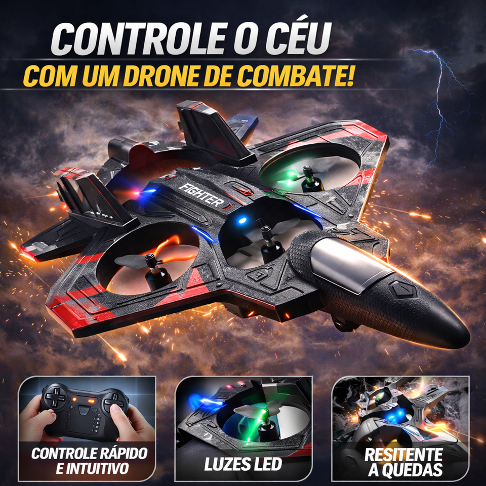 Avião Drone Combat Aircraft - Incluso Controle Remoto + Carregador