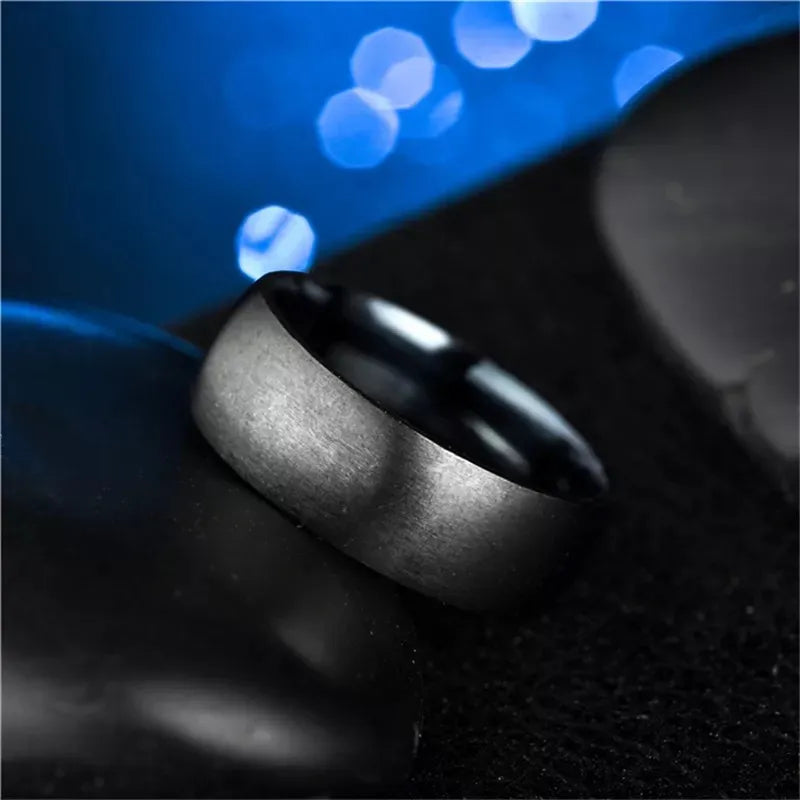 Anel Masculino Preto Titânio 8mm