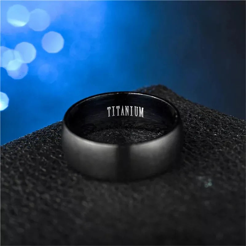 Anel Masculino Preto Titânio 8mm