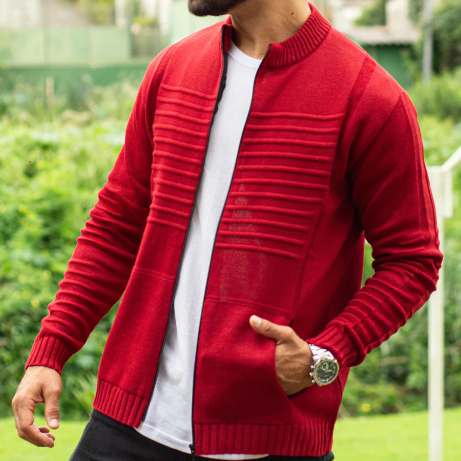 Jaqueta Masculina Casaco Lã Blusa De Frio Inverno Tricô Com Bolsos