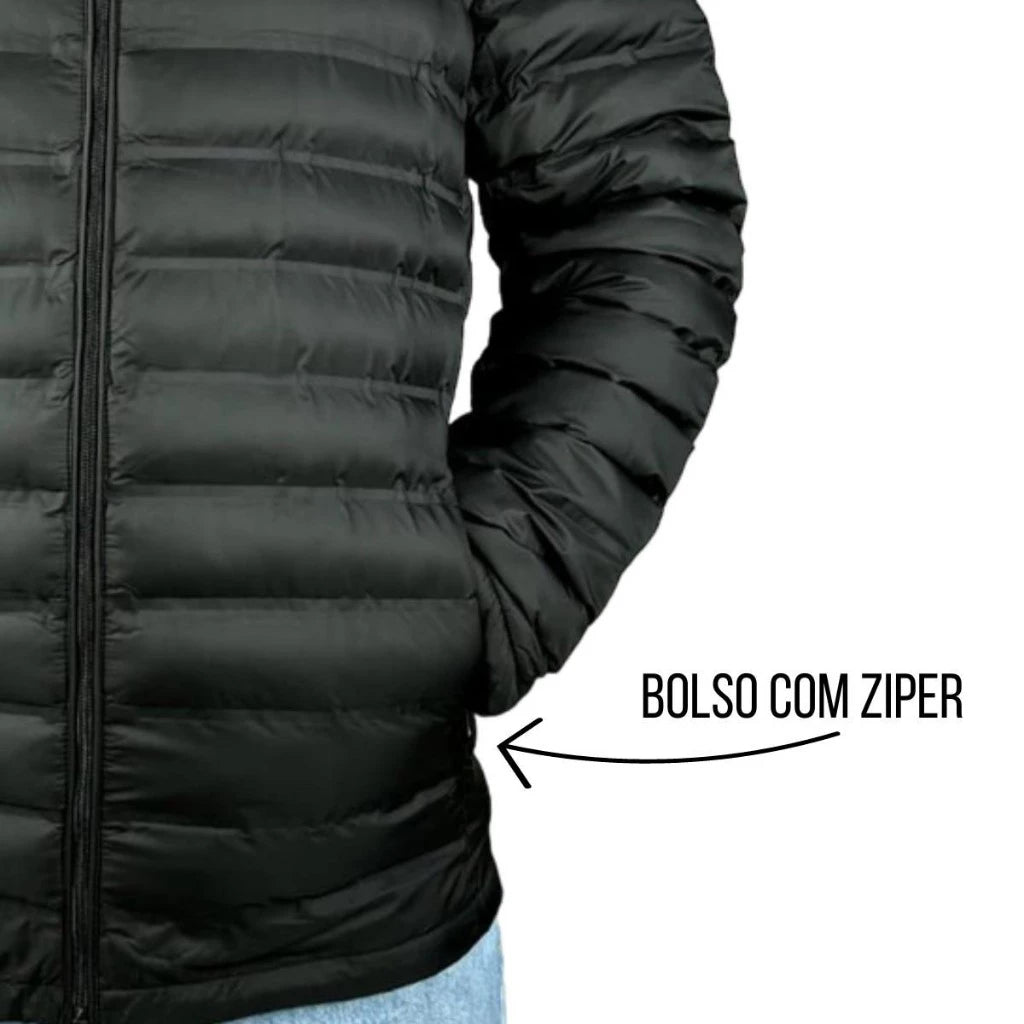 Jaqueta Puffer Corta Vento Nylon Frio Reforçada