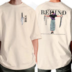 Camiseta Oversized Anime Japones Behind Streetwear Ombro Caido