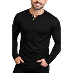 Camiseta Henley Masculina J Silver Slim Fit Manga Longa 2 Botões