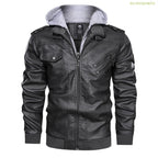 Jaqueta Masculina Com Capuz De Couro