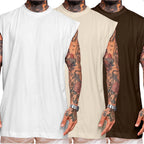 Kit 3 Camiseta Regata  Streetwear Básica Em Algodão Plus Size